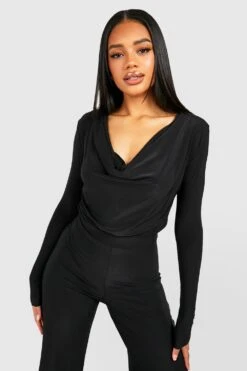 Drapierter Jersey-Body Mit Wasserfallausschnitt