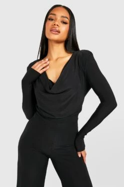 Drapierter Jersey-Body Mit Wasserfallausschnitt -Deutschland Mode Pfiff Verkaufs-Shop gzz49524 black xl 2