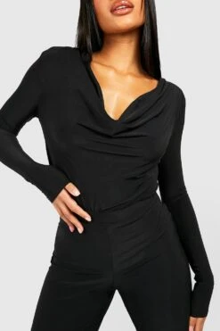 Drapierter Jersey-Body Mit Wasserfallausschnitt -Deutschland Mode Pfiff Verkaufs-Shop gzz49524 black xl 3