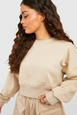 Kurzes Kastiges Sweatshirt -Deutschland Mode Pfiff Verkaufs-Shop gzz49715 stone xl 3