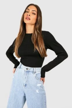 Langärmliger Basic Rundhals-Body -Deutschland Mode Pfiff Verkaufs-Shop gzz49778 black xl 2