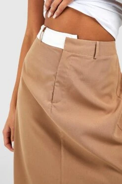 Maxirock Mit Kontrast-Bund Und Schlitz Vorne 7 Maxirock Mit Kontrast-Bund Und Schlitz Vorne -Deutschland Mode Pfiff Verkaufs-Shop gzz49863 stone xl 3