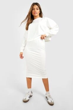 Sweat-Midirock -Deutschland Mode Pfiff Verkaufs-Shop gzz50162 ecru xl 2