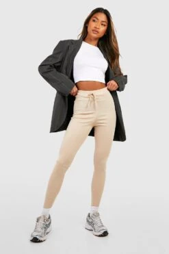 Gerippte Leggings Mit Hohem Bund