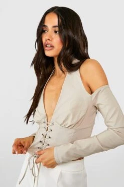 Geschnürtes Neckholder Korsett-Top