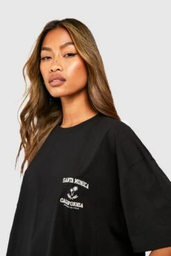 Oversize T-Shirt Mit Santa Monica Stickerei -Deutschland Mode Pfiff Verkaufs-Shop gzz50297 black xl 3