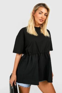 Baumwoll T-Shirt Mit Schößchen