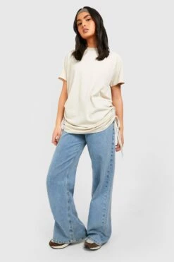 T-Shirt Mit Seitlicher Raffung -Deutschland Mode Pfiff Verkaufs-Shop gzz50311 stone xl 2