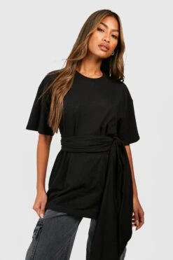 T-Shirt Mit Geschnürter Taille -Deutschland Mode Pfiff Verkaufs-Shop gzz50312 black xl 2