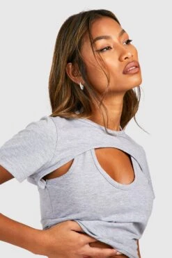 Kurzes Neckholder T-Shirt -Deutschland Mode Pfiff Verkaufs-Shop gzz50357 grey xl 3