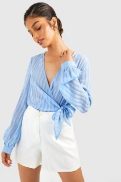 Gestreifter Wickel-Body -Deutschland Mode Pfiff Verkaufs-Shop gzz50416 light20blue xl 2