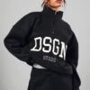 Oversize Sweatshirt Mit Halbem Reißverschluss Und Applikation