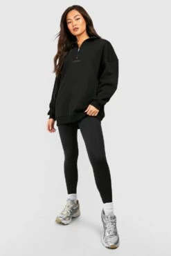 Oversize Sweatshirt Mit Logo Und Halbem Reißverschluss -Deutschland Mode Pfiff Verkaufs-Shop gzz50456 black xl 2