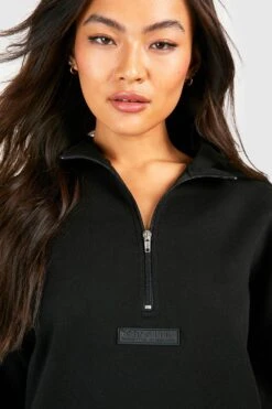 Oversize Sweatshirt Mit Logo Und Halbem Reißverschluss -Deutschland Mode Pfiff Verkaufs-Shop gzz50456 black xl 3