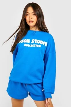 Oversize Sweatshirt Mit Slogan-Print -Deutschland Mode Pfiff Verkaufs-Shop gzz50459 cobalt xl 2