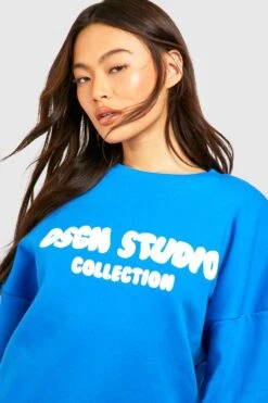 Oversize Sweatshirt Mit Slogan-Print -Deutschland Mode Pfiff Verkaufs-Shop gzz50459 cobalt xl 3