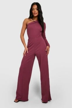 Weite Jersey-Hose Aus Crepestoff Mit Hohem Bund -Deutschland Mode Pfiff Verkaufs-Shop gzz50490 plum xl 2