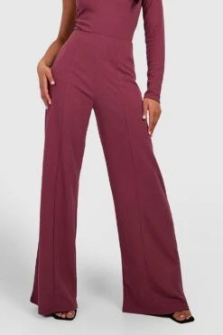 Weite Jersey-Hose Aus Crepestoff Mit Hohem Bund -Deutschland Mode Pfiff Verkaufs-Shop gzz50490 plum xl 3