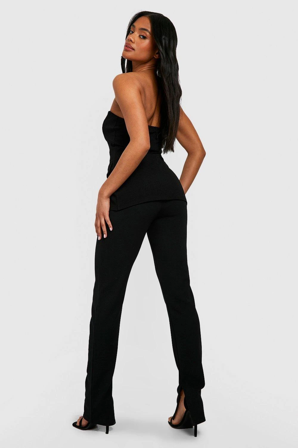 Slim-Fit Jersey-Hose Aus Crepestoff Mit Schlitz 2 Slim-Fit Jersey-Hose Aus Crepestoff Mit Schlitz – Bild 2