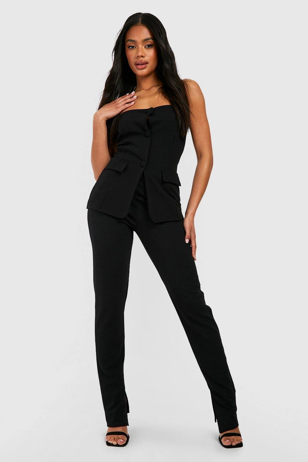 Slim-Fit Jersey-Hose Aus Crepestoff Mit Schlitz 3 Slim-Fit Jersey-Hose Aus Crepestoff Mit Schlitz – Bild 3