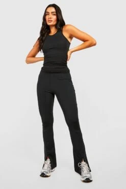 Sport Schlag-Leggings Mit Geteiltem Saum 6 Sport Schlag-Leggings Mit Geteiltem Saum -Deutschland Mode Pfiff Verkaufs-Shop gzz50525 black xl 2