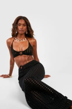 Gehäkelter Maxirock Mit O-Ring -Deutschland Mode Pfiff Verkaufs-Shop gzz50549 black xl 2