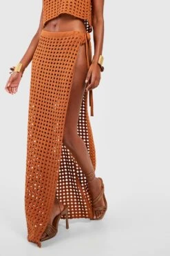 Häkel-Maxirock Mit Schlitz -Deutschland Mode Pfiff Verkaufs-Shop gzz50551 terracotta xl 3