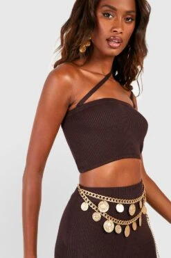 Rippstrick Crop Top & Maxirock -Deutschland Mode Pfiff Verkaufs-Shop gzz50560 chocolate xl 2