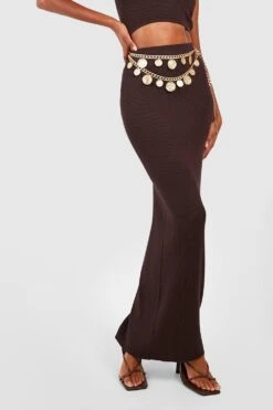 Rippstrick Crop Top & Maxirock -Deutschland Mode Pfiff Verkaufs-Shop gzz50560 chocolate xl 3