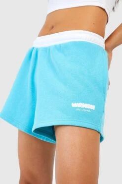 Kontrast Jogger-Shorts Mit Slogan -Deutschland Mode Pfiff Verkaufs-Shop gzz50791 aqua xl 3