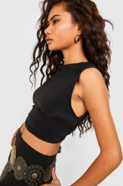 Aysmmetrisches Crop Top -Deutschland Mode Pfiff Verkaufs-Shop gzz50830 black xl 3