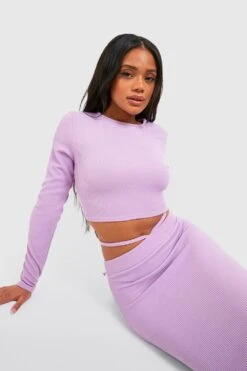Langärmliges Geripptes Crop Top 7 Langärmliges Geripptes Crop Top -Deutschland Mode Pfiff Verkaufs-Shop gzz50853 lilac xl 3