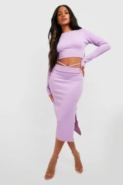 Gerippter Midirock Mit Schnür-Detail