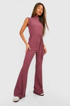 Gerippte Schlaghose In Knitteroptik