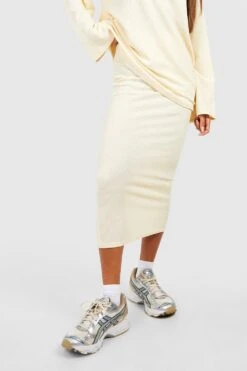 Gerippter Midirock In Knitteroptik -Deutschland Mode Pfiff Verkaufs-Shop gzz50972 ecru xl 3