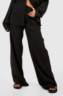 Lockere Hose Mit Weitem Bein In Knitteroptik -Deutschland Mode Pfiff Verkaufs-Shop gzz50979 black xl 3