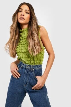 Hochgeschlossenes Jersey-Oberteil -Deutschland Mode Pfiff Verkaufs-Shop gzz51007 olive xl 3