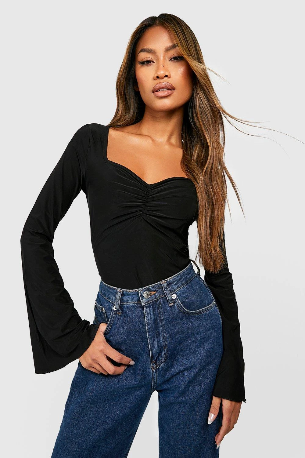 Langärmliges Korsett-Oberteil Mit Gekräuseltem Saum 3 Langärmliges Korsett-Oberteil Mit Gekräuseltem Saum – Bild 3