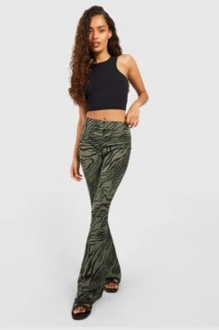 Gerippte Schlaghose Mit Zebraprint