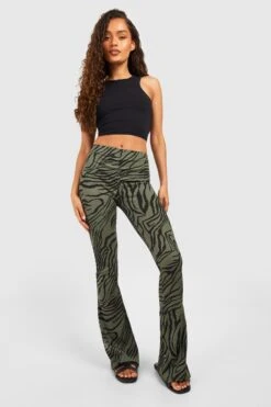 Gerippte Schlaghose Mit Zebraprint -Deutschland Mode Pfiff Verkaufs-Shop gzz51040 khaki xl 2