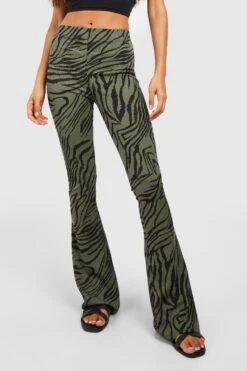 Gerippte Schlaghose Mit Zebraprint -Deutschland Mode Pfiff Verkaufs-Shop gzz51040 khaki xl 3