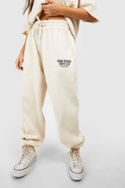 Oversize Jogginghose Mit Sports Club Slogan -Deutschland Mode Pfiff Verkaufs-Shop gzz51054 ecru xl 3