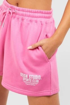 Sweatshirt Mit Sports Club Slogan Und Shorts -Deutschland Mode Pfiff Verkaufs-Shop gzz51055 pink xl 3