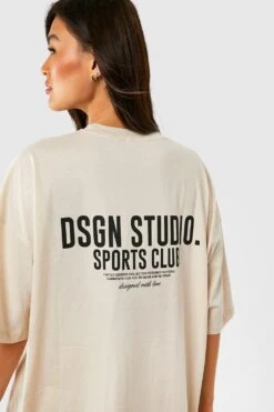 Oversize T-Shirt Mit Sports Club Slogan -Deutschland Mode Pfiff Verkaufs-Shop gzz51057 ecru xl 3