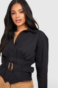 Hemd Mit Korsett Gürtel-Detail -Deutschland Mode Pfiff Verkaufs-Shop gzz51080 black xl 3