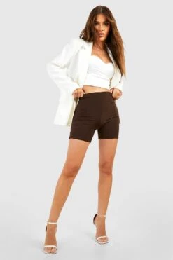 Doppellagige Radlershorts Mit Hohem Bund -Deutschland Mode Pfiff Verkaufs-Shop gzz51091 chocolate xl 2