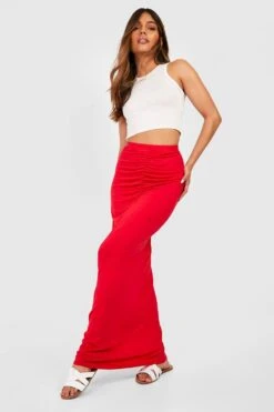 Jersey-Maxirock Mit Geraffter Front 6 Jersey-Maxirock Mit Geraffter Front -Deutschland Mode Pfiff Verkaufs-Shop gzz51108 red xl 2