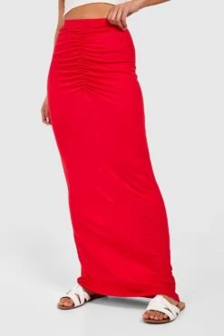 Jersey-Maxirock Mit Geraffter Front 7 Jersey-Maxirock Mit Geraffter Front -Deutschland Mode Pfiff Verkaufs-Shop gzz51108 red xl 3