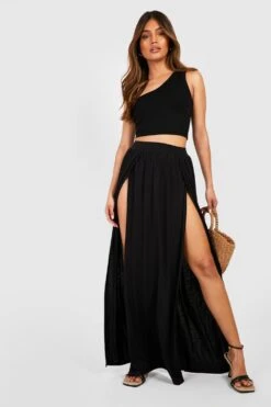 Jersey-Maxirock Mit Hohem Schlitz