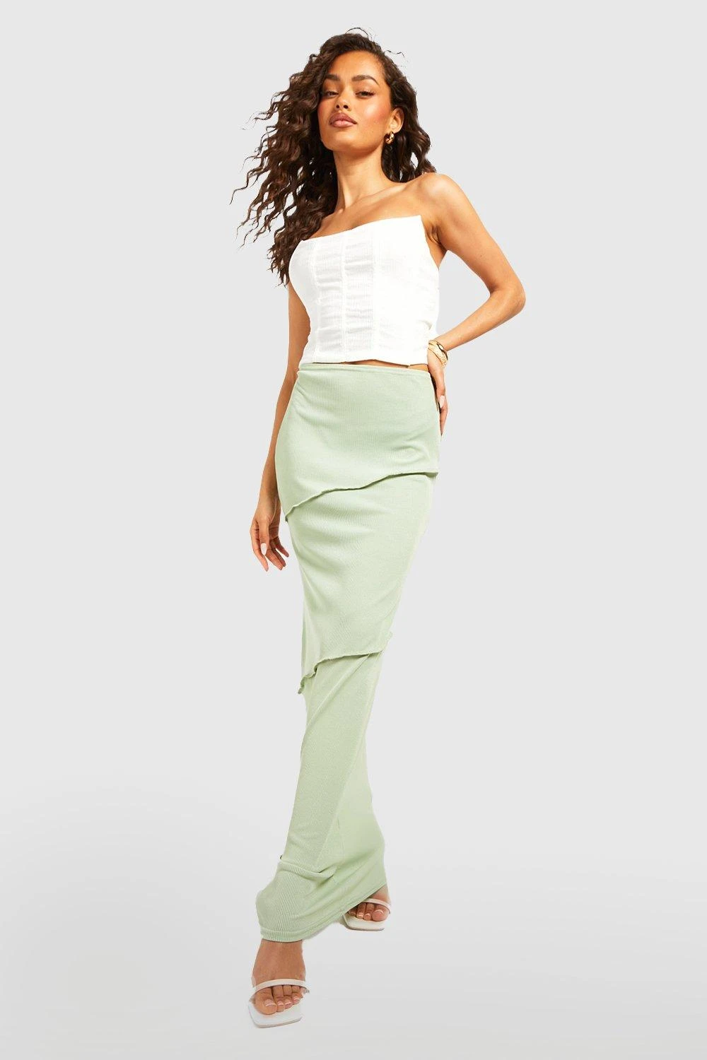 Gerippter Maxirock Mit Naht-Detail 1 Gerippter Maxirock Mit Naht-Detail